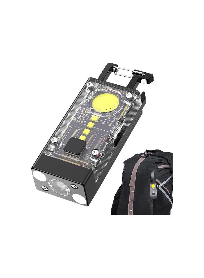 Portable Keychain Flashligh, Magnetic Clip-on Work Light Mini Outdoor Flashlight, Waterproof Rechargeable Pocket Light for Hiking, Camping, Survival, Emergency - Image 1