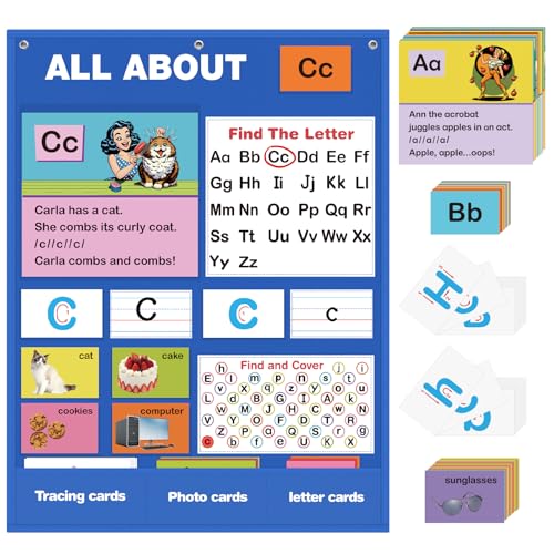 Joyreal Alphabet Learning Pocket Chart Alphabet Wall Chart for Toddlers 13 Handwriting Practice Letter Tracing Circle Time Learning Center for Classroom Preschool Classroom Must Haves XL35x 27 - Image 1