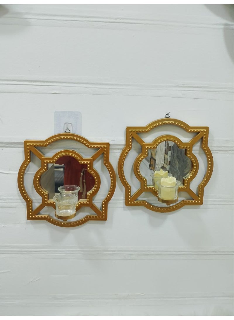 Fiber 2-piece mirror frame candlestick set - Image 3