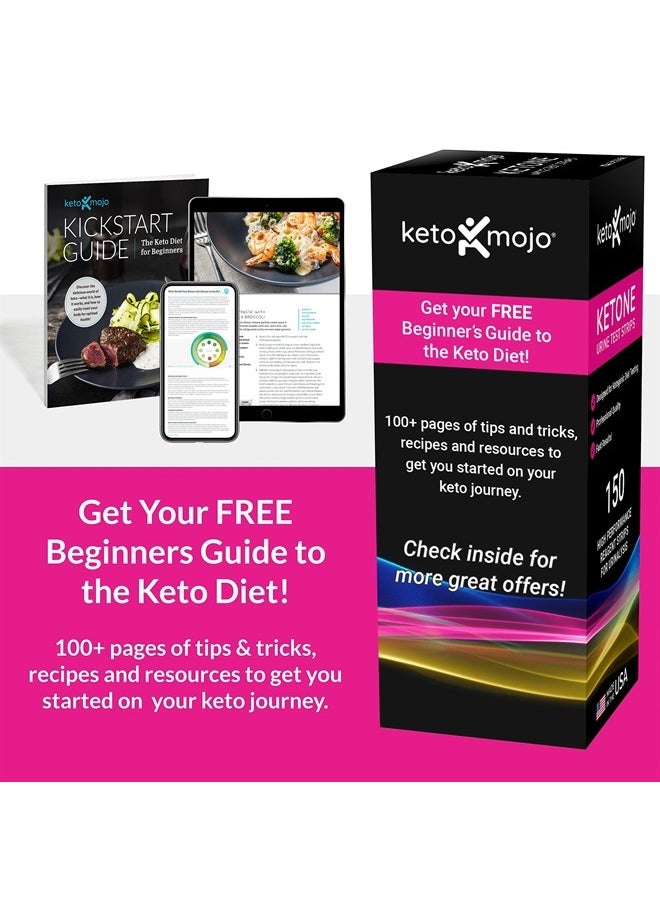 Keto-Mojo 150 Ketone Test Strips with Free Keto Guide eBook & Free APP. Urine Test for Ketosis on Ketogenic & Low-Carb Diets. Extra-Long Strips.  - Image 2