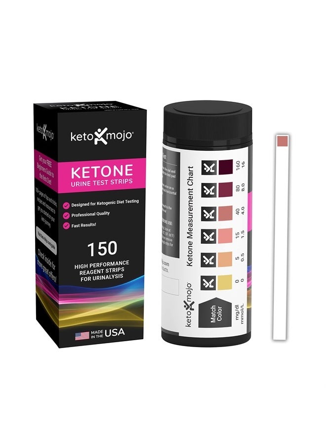 Keto-Mojo 150 Ketone Test Strips with Free Keto Guide eBook & Free APP. Urine Test for Ketosis on Ketogenic & Low-Carb Diets. Extra-Long Strips.  - Image 1