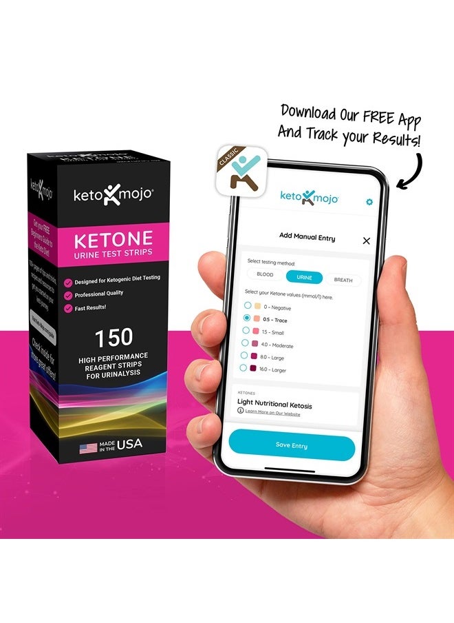 Keto-Mojo 150 Ketone Test Strips with Free Keto Guide eBook & Free APP. Urine Test for Ketosis on Ketogenic & Low-Carb Diets. Extra-Long Strips.  - Image 3