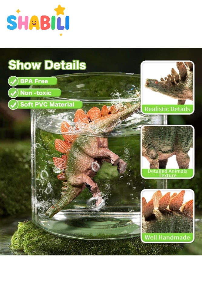 شبيلي ألعاب ديناصور 52 قطعة مع صندوق تخزين، مجسمات ديناصورات واقعية من العصر الجوراسي مع أشجار وبيض وصخور وأسوار، ألعاب تعليمية للأطفال الأولاد والبنات من سن 3-7 سنوات، هدية عيد ميلاد (أخضر) - Image 5