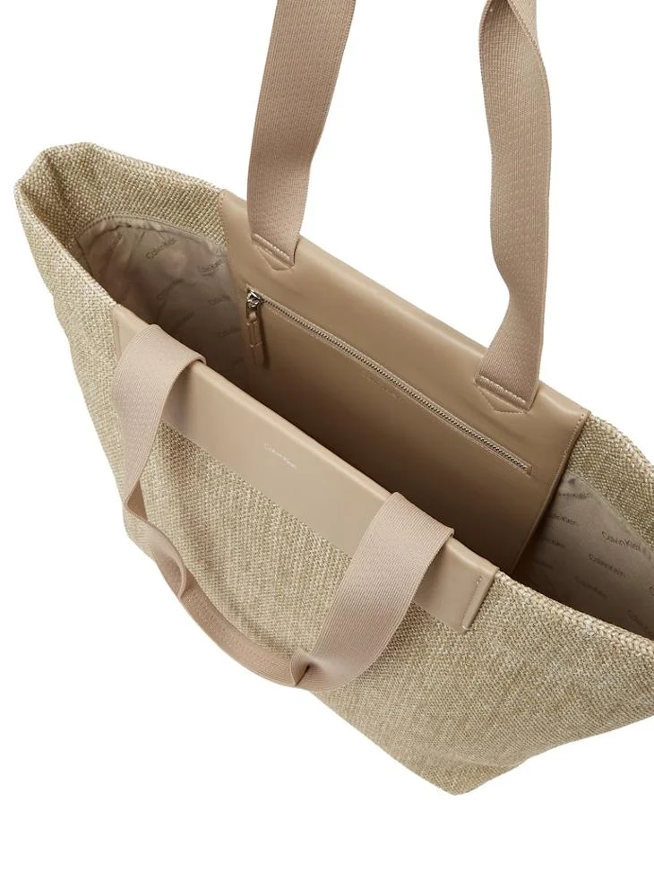 CALVIN KLEIN RAFFIA LARGE SHOPPER
