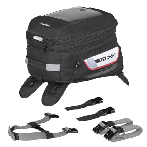 ViaTerra Fly Universal Motorbike Tank Bag (22 litres expanded) with Rain Cover/Dust Cover | Compatible with All Motorcycles (Fiber and Metal Tanks) - Image 1