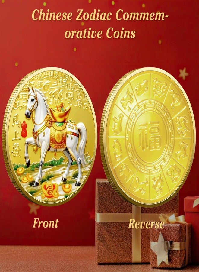 LAIAMER 10 Pcs Chinese Horse Coin 2026 Year of The Horse Zodiac Coin Gold Chinese Lucky Coin for Lunar Year Zodiac Blessing Souvenir Gifts with Protective Case - Image 5