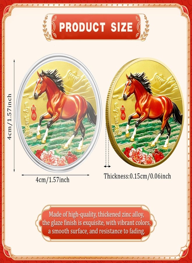 LAIAMER 10 Pcs Chinese Horse Coin 2026 Year of The Horse Zodiac Coin Gold Chinese Lucky Coin for Lunar Year Zodiac Blessing Souvenir Gifts with Protective Case - Image 3