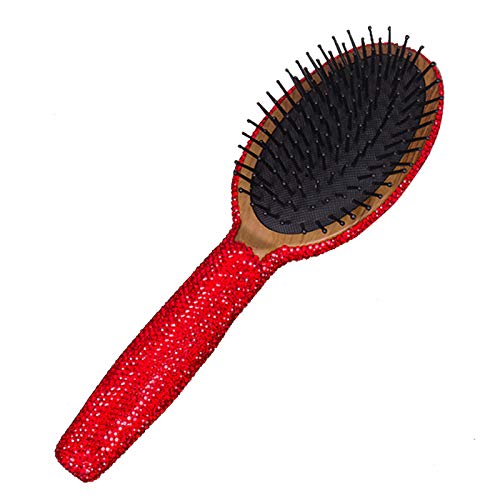 Bling Smooth and Detangle Hair Brush for Women Girl WetDry Hair Massaging Red01