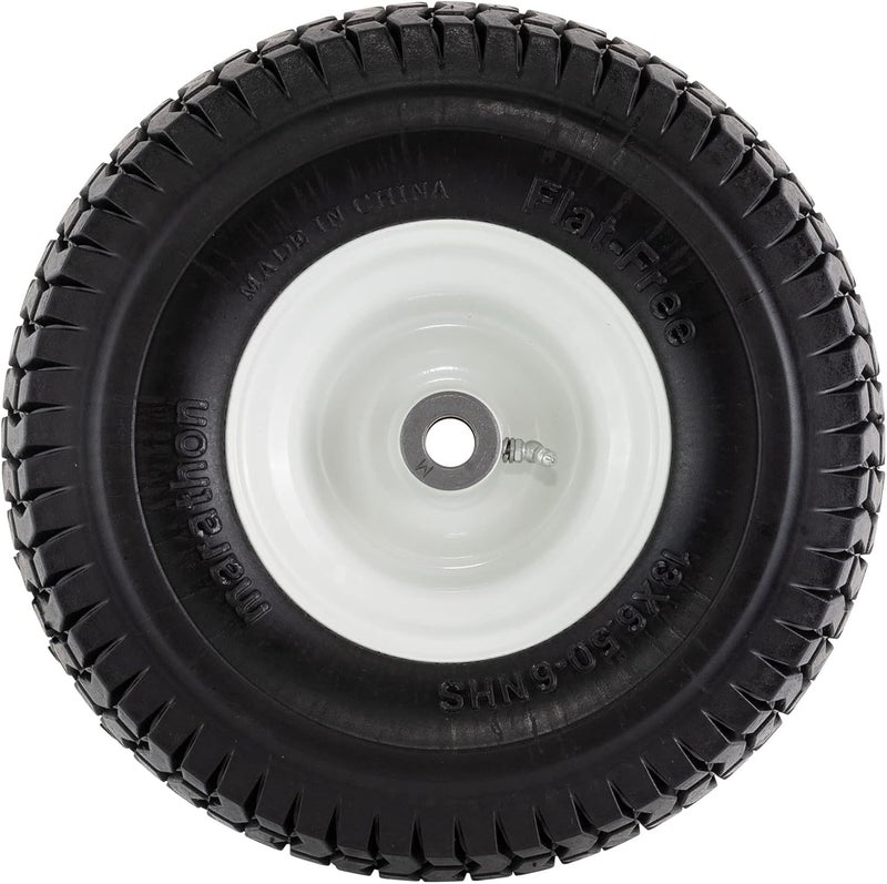 Marathon Marathon 13x6506 Flat Free Lawnmower Tire on Wheel 3 Hub 34 Bushings  - Image 3