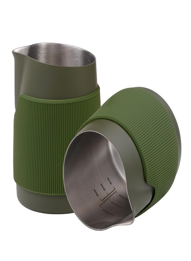 Normcore Handleless Milk Frothing Jug, Milk Pitcher 15.2 oz, Milk Frother Steamer Cup Stainless Steel Espresso Cup, Round Spout, Green, 450 ml - Image 1