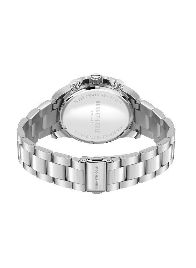 Kenneth Cole New York Dress Sport Black Dial Silver Stainless Steel Bracelet Chronograph Watch for Men 43mm - Image 2