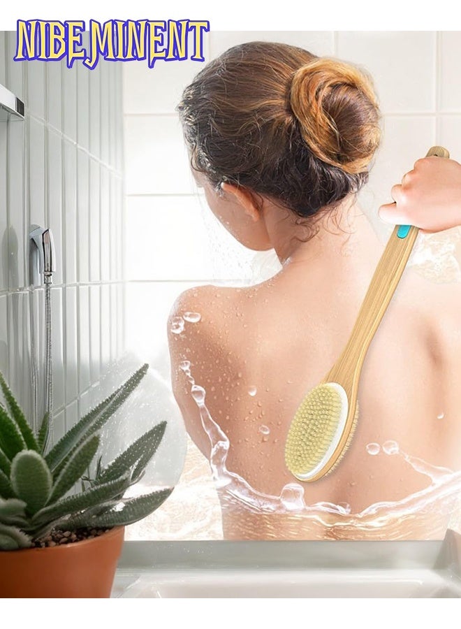 NIBEMINENT Long Handle Dual Side Dry and Bath Body Brush, Round Body Brush with Storage Bag  Reduce Cellulite, Dry Brush Set for Cellulite and Lymphatic Drainage, Exfoliating Brush with Soft Massage Nodules, Shower Brush Body Scrubber（3pcs） - Image 5