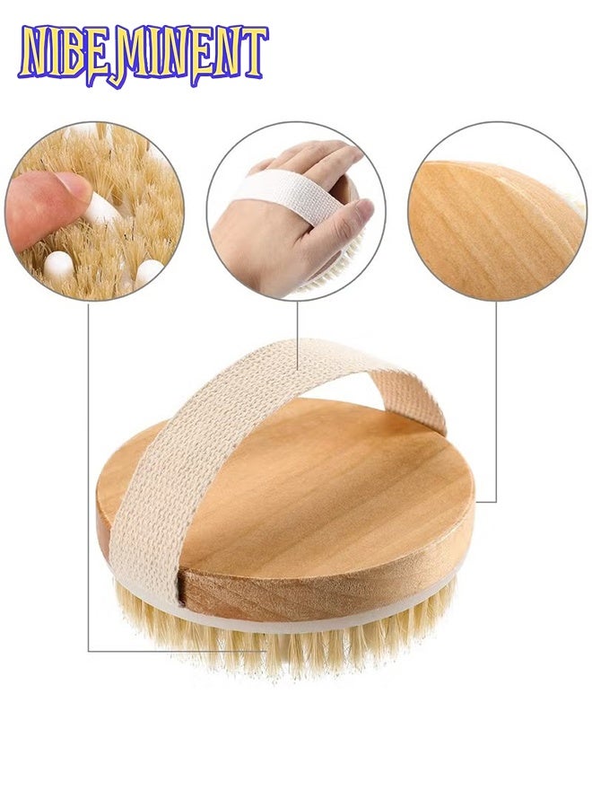 NIBEMINENT Long Handle Dual Side Dry and Bath Body Brush, Round Body Brush with Storage Bag  Reduce Cellulite, Dry Brush Set for Cellulite and Lymphatic Drainage, Exfoliating Brush with Soft Massage Nodules, Shower Brush Body Scrubber（3pcs） - Image 3