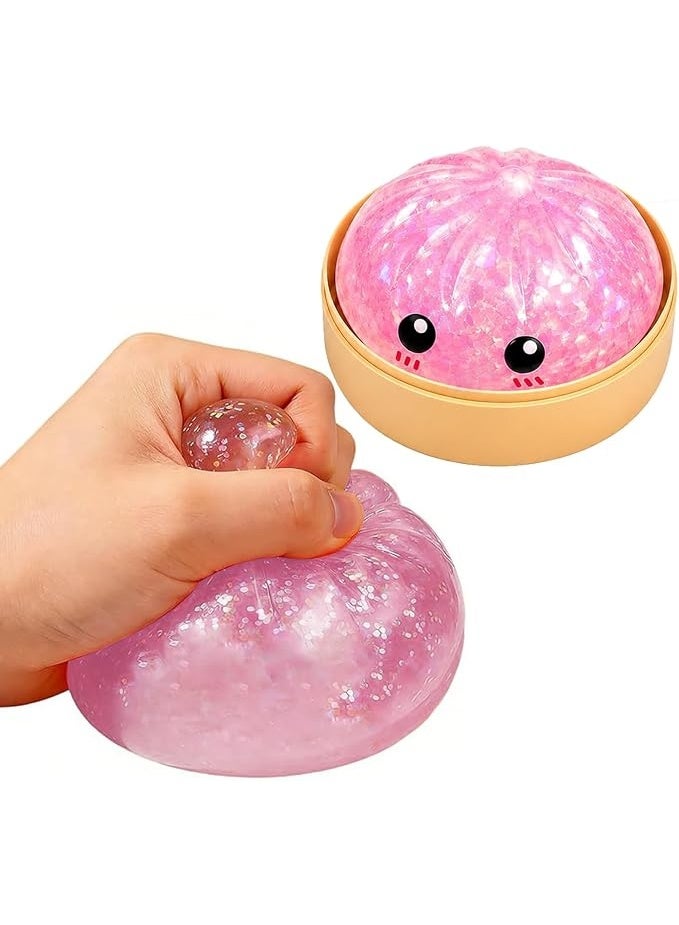 Twisoo Viral Dumpling Squishy Toy with LED Light | Mystery Bun Surprise | Soft Glitter Squeeze Toy | Ultra Rare Golden Collectible | 1 Pc | Kids 3+ - Image 1