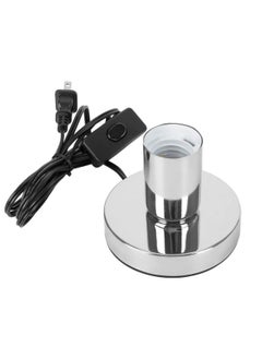 Aplstar Polished Metal Desktop Lamp Base Silver Color Solid E26 E27 Edison Screw Light Bulb Holder Base 5.57ft Cord on Off Switch with Plug