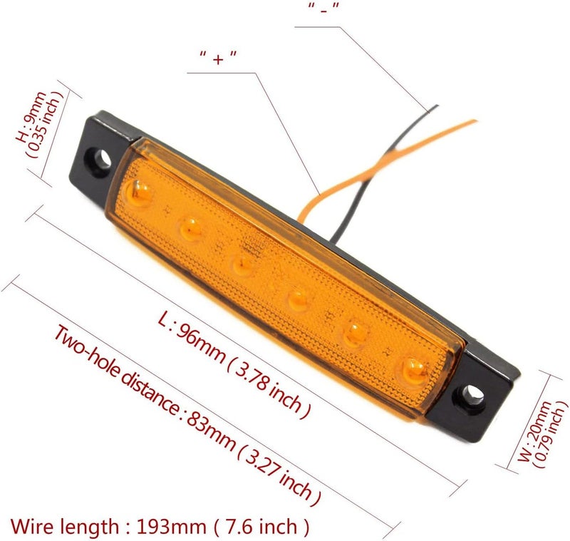 FXC 10X 12V 6 LED 3.8" Truck Bus Boat Trailer RV Side Marker Indicators Clearance Light Lamp Amber - Image 5