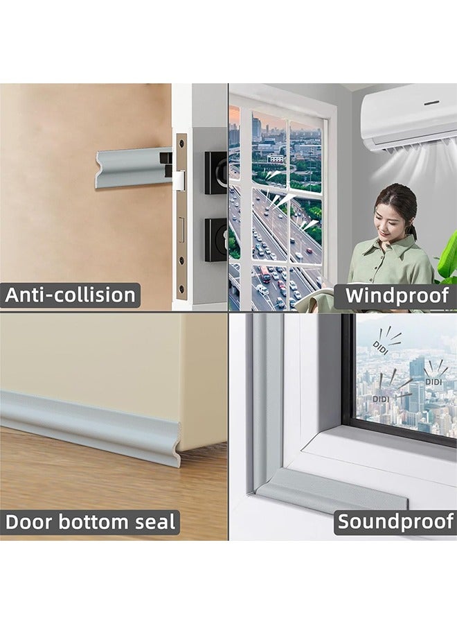 4m Window Draft Stopper Draught Foam Seal Strip Wind Noise Dust Insect Blocker for Window and Door Insulation Soundproofing, Door Sweep for Interior Doors (Grey) - Image 2