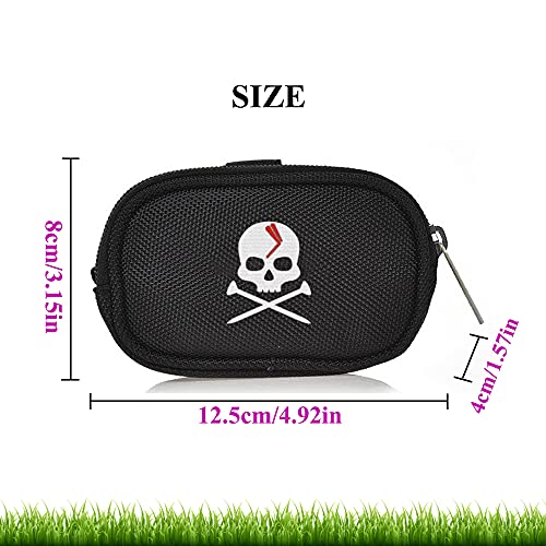 Mimeile Skull Golf Ball Pouch Tee Organizer Bag Accessory Holder Waist Belt Polyester Key Storage Marker Component Pocket Zipper Hook Durable Sports Small Black Gift for Dad Men Women - Image 5