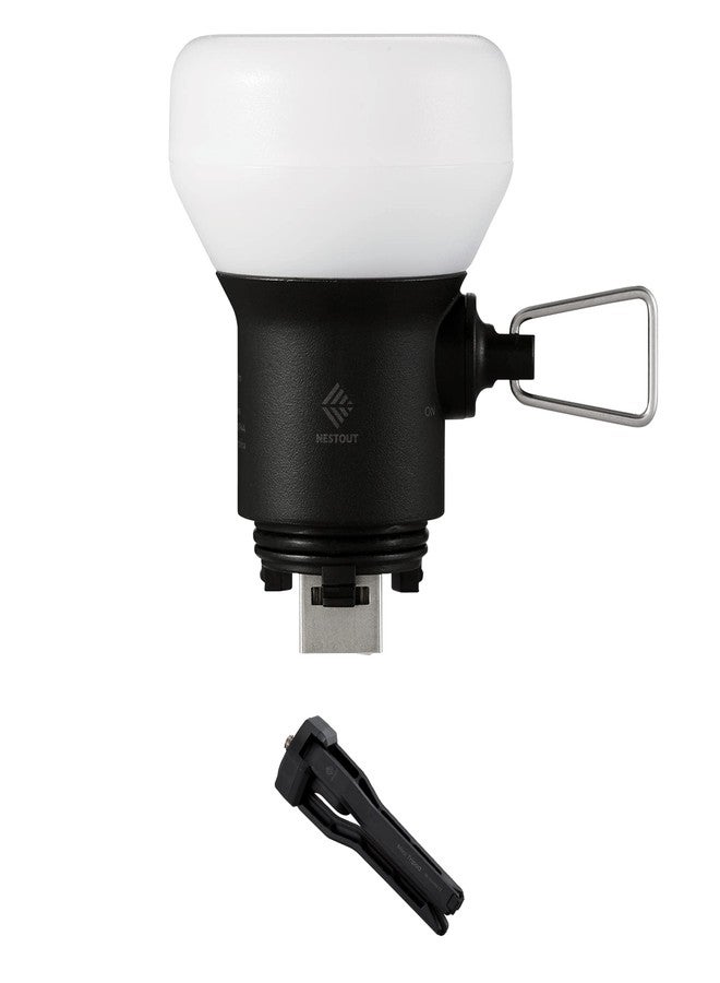 ELECOM NESTOUT Outdoor Camping LED Lantern w/ Mini Tripod, Dimmable USB Powered Soft LED Light, IP44 Water Dust Resistant, 10-350 Lumen, Portable Lamp for NESTOUT Power Bank, Black (LAMP-1) - Image 1