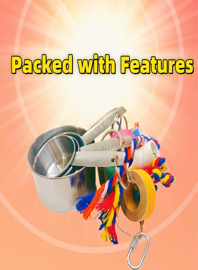 ToughRight Durable Stainless Steel Pot Bagel Bird Toys for Parrots Cardboard Fatty Bagel Chewing Foraging Shredding for Medium and Large Parrot Amazons Macaws African Greys Cockatoos Eclectus Guaker Chicken - Image 2