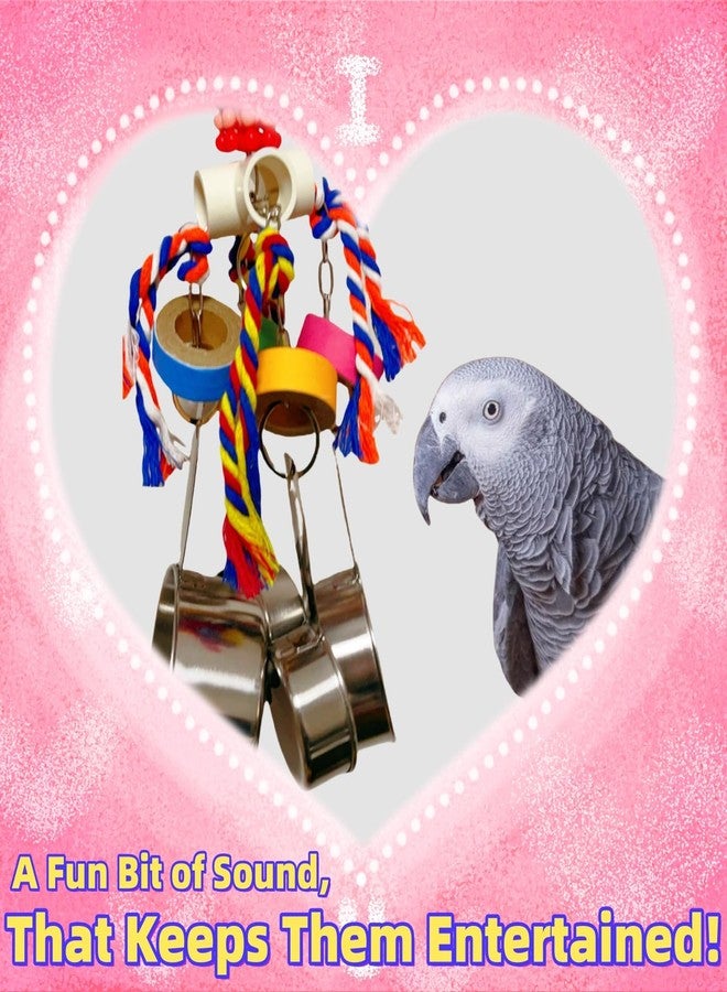 ToughRight Durable Stainless Steel Pot Bagel Bird Toys for Parrots Cardboard Fatty Bagel Chewing Foraging Shredding for Medium and Large Parrot Amazons Macaws African Greys Cockatoos Eclectus Guaker Chicken - Image 5