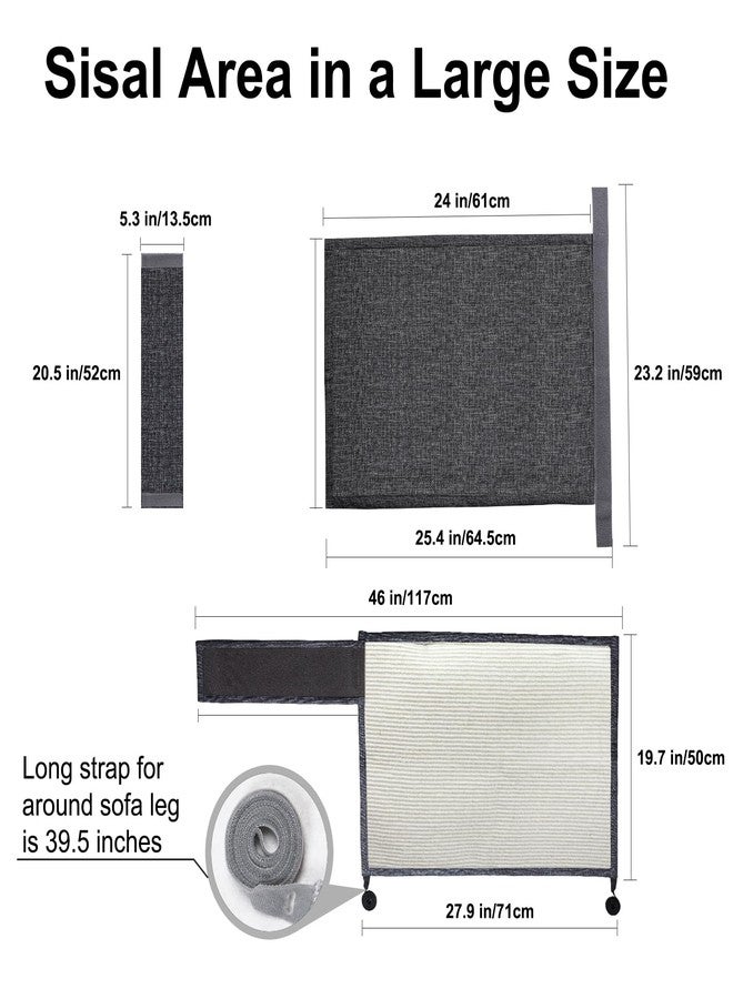 Oroonoko Upgraded Cat Scratch Furniture Couch Protector with 27.6’‘L*19.6’‘W Natural Sisal for Protecting Large Area Couch Sofa Chair,Couch Protector from Cat Claws(Dark Grey/Left Handed) - Image 2
