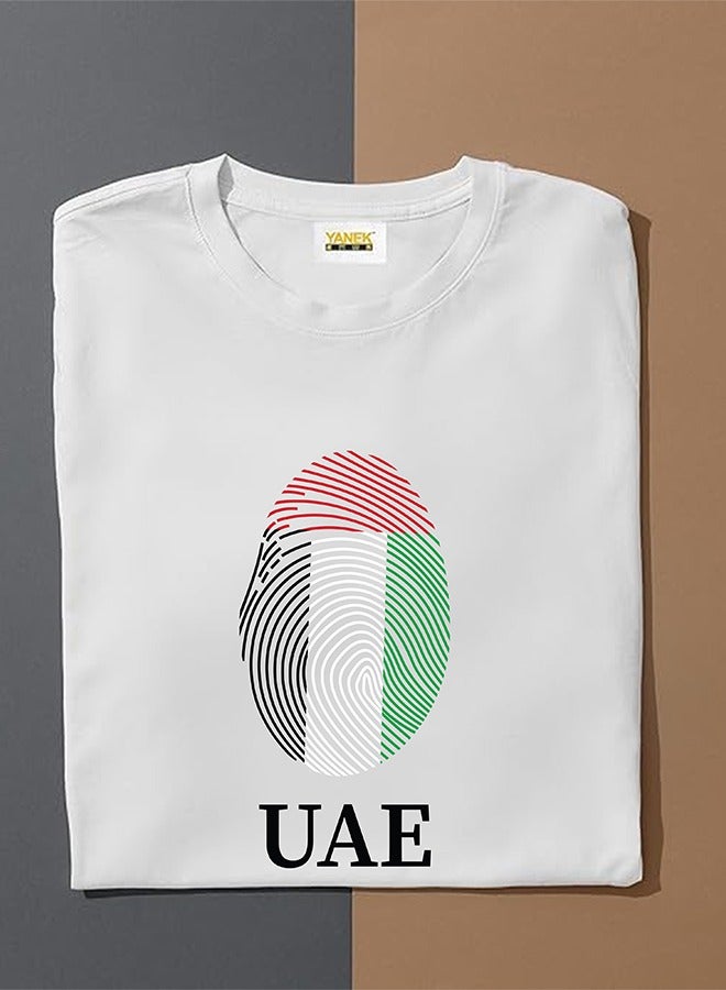 YANEK YANEK UAE Flag T-shirt Design | Solid Unisex Round Neck T-Shirt Short Sleeve | Made From 180 GSM Combed Cotton BIOWASH | All Day Comfort| Super Soft | Wrinkle Free - Image 3