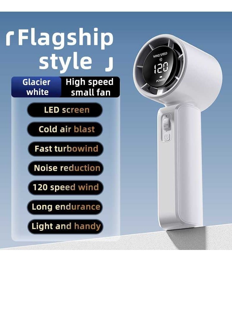 Laseta 120 Speed Handheld Portable Turbo Fan [2-8H Max Cooling Time], 3600mAh USB Rechargeable Personal Battery Operated Mini Small Pocket Fan with 5 Speeds for Travel/Outdoor/Home/Office - WHITE - Image 1