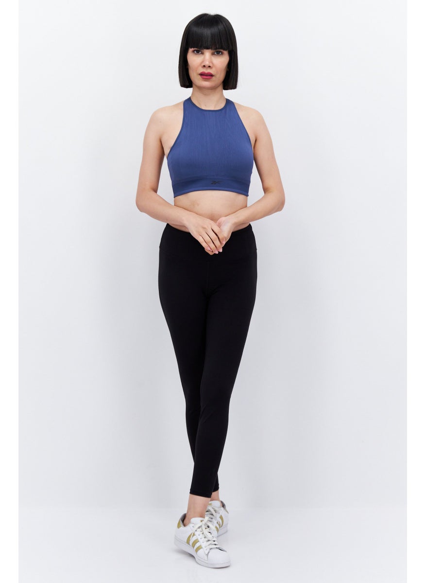 Reebok Women Brand Logo Padded Sports Bra, Blue  - Image 4