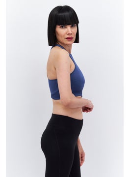 Reebok Women Brand Logo Padded Sports Bra, Blue  - Image 2