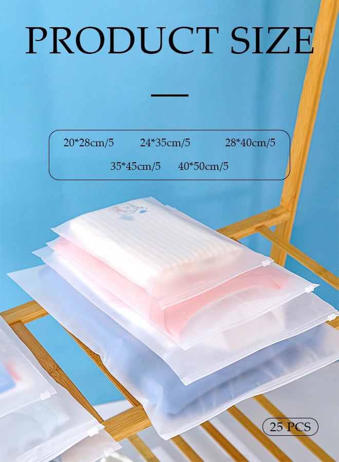 DUNISO 25 Pcs Travel storage bag set, semi transparent sealed plastic ziplock bag, waterproof wash bag, reusable, used for clothes, shoes, cosmetics, toiletries  - Image 2