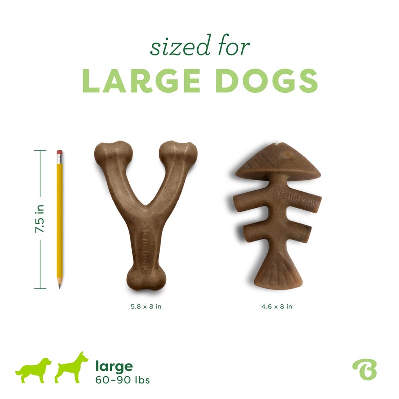Benebone 2-pack Fishbone/Wishbone Durable Dog Chew Toys, Real Fish, Real Bacon, Made in USA, Large - Image 4
