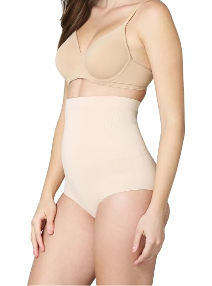 Lilots Women's High Waist Shapewear with Anti Rolling Strip || Tummy Control Tucker Waist Slimming Shapewear Cream - Image 1