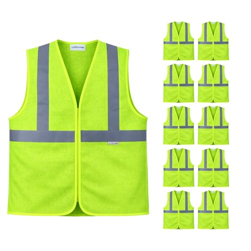 uniformer Safety Jacket for Men and Women | Reflective High Visibility | Ideal Unisex Safety Jacket for Construction & Road Safety | Used in Airport, Construction, Traffic (Yellow_Pack of 10) - Image 1
