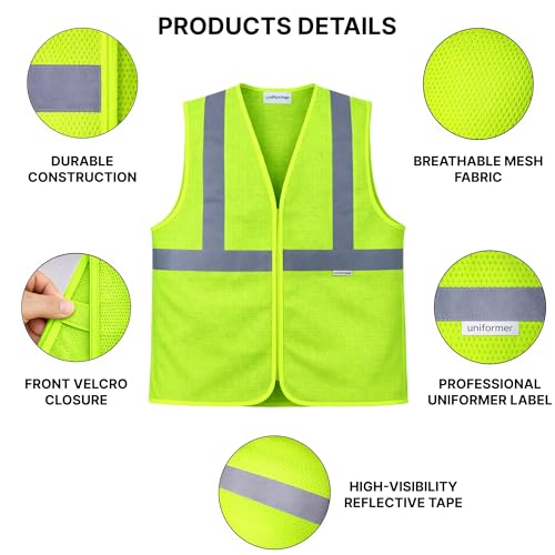 uniformer Safety Jacket for Men and Women | Reflective High Visibility | Ideal Unisex Safety Jacket for Construction & Road Safety | Used in Airport, Construction, Traffic (Yellow_Pack of 10) - Image 3