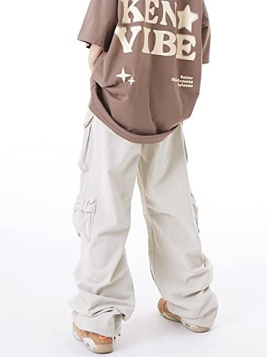 Sumleno Women's Baggy Cargo Pants Y2K Clothing Multi-Pocket Relaxed Fit Jeans Fairy Grunge Clothes Alt Emo Streetwear (Beige,M) - Image 2
