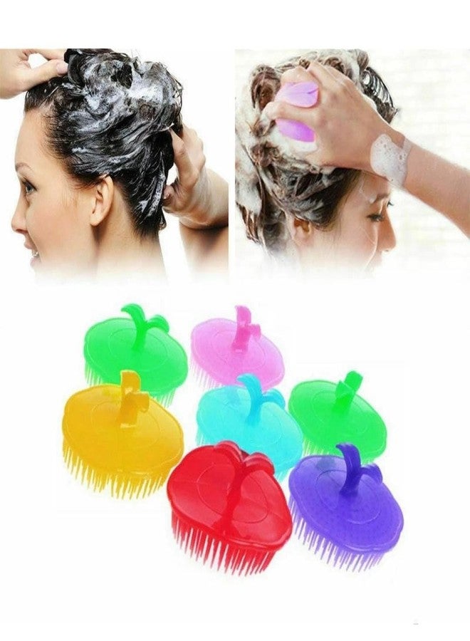 LooKat Scalp Massage Hair Brush Set, Soft Bristle Shampoo Brush, 4 Piece Multi-Color Pack, Purple Blue Red Pink Hand Grip Round Combs | Pocket Hair Comb | Washing Comb for Men and Women - Image 2