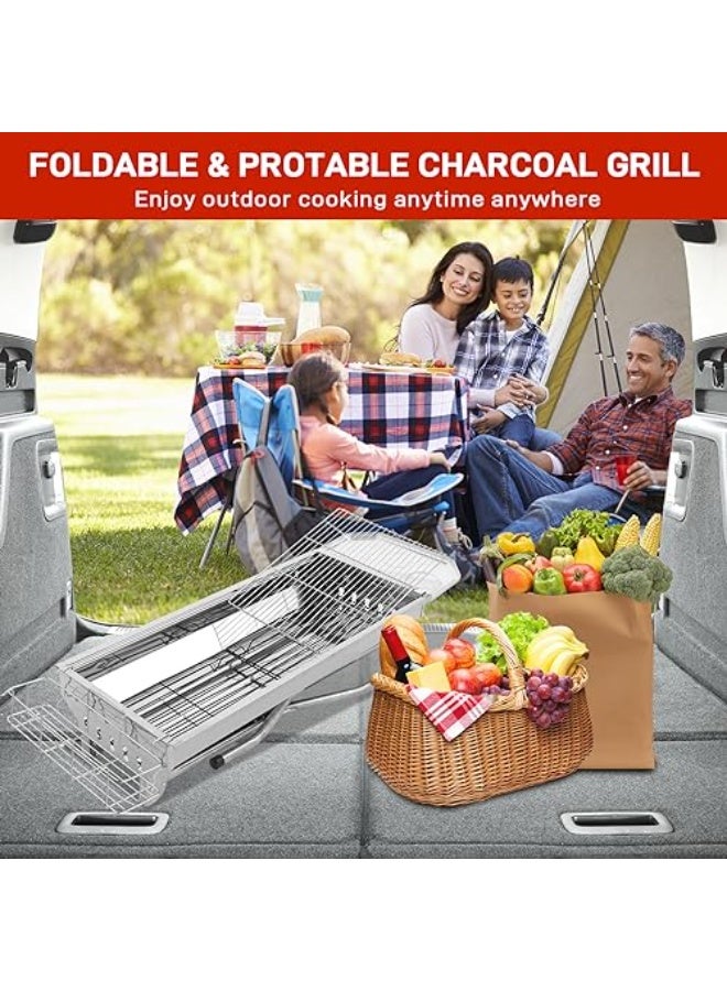 WALALLA Portable Large Charcoal Grill - 99cm Foldable Stainless Steel BBQ for Outdoor Cooking, Compact Design for Camping, Beach & Garden Parties (Easy Carry & Clean) - Image 5