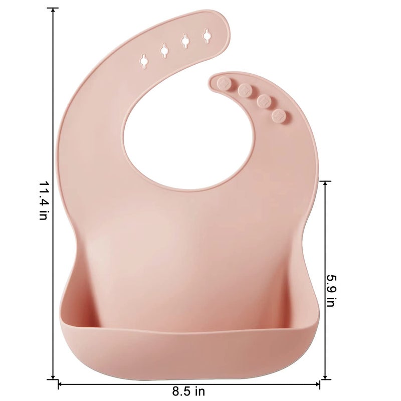 PandaEar 2 Pack Silicone Baby Bibs for Girls, Waterproof Silicone Bibs with Food Catcher, Thick Adjustable Toddler Bibs Baby Food Bibs for Eating, Soft, Non Messy (Pink Tawny) - Image 3
