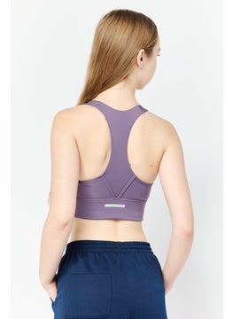 Adidas Women Brand Logo Padded Training Sports Bra, Purple  - Image 2