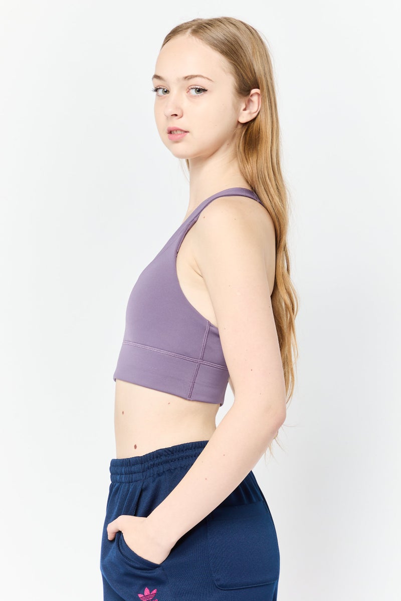 Adidas Women Brand Logo Padded Training Sports Bra, Purple - Image 4