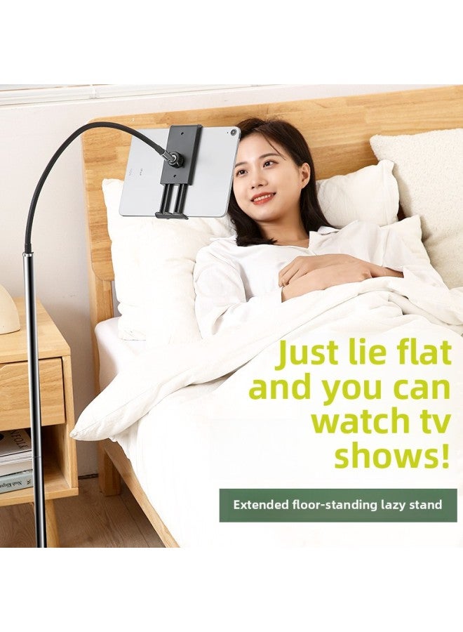 [Da Ding] Floor Tablet PC Bracket Bedside Home Live Support Clip Chuck Silicone Hose Hand-Color:Floor Hose 135 High-large Clamp  - Image 1