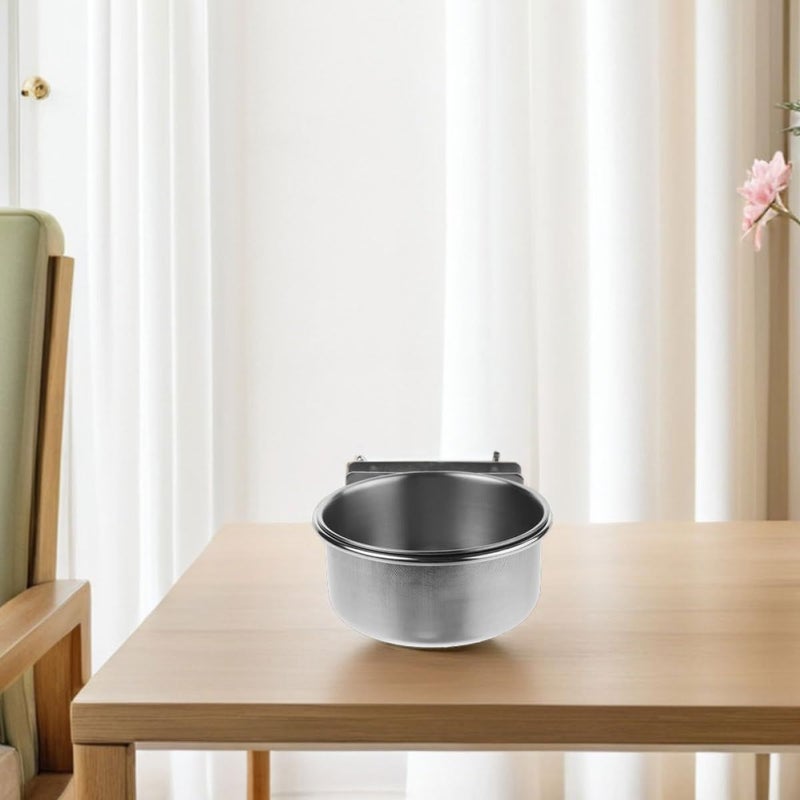 Wall Mounted Raised Dog Feeder Stainless Steel Hanging Water Bowl Dual Screws 14cm - Image 5