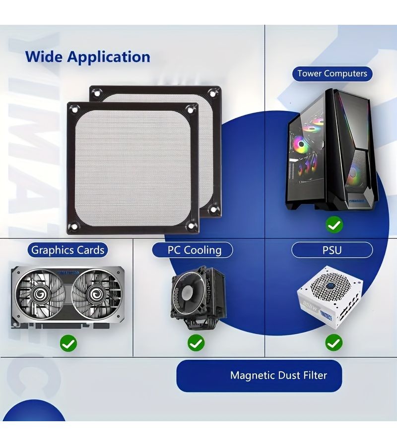 Silvery High Performance PC Case Fan with Dust Filter Aluminum Grill Guard - Image 4