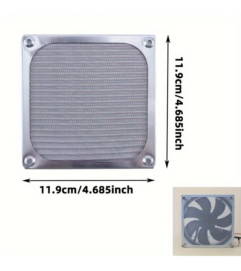 Silvery High Performance PC Case Fan with Dust Filter Aluminum Grill Guard - Image 2