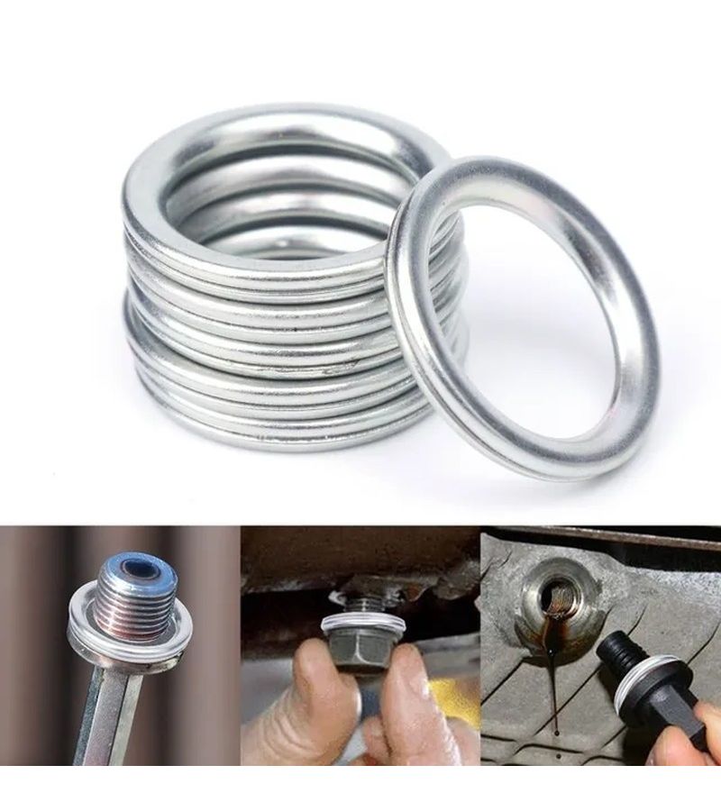 Automotive Grade Wear Resistant Aluminum Gaskets 7pcs Leak Proof High Temp Oil Pan Drain Bolt Seals - Image 3