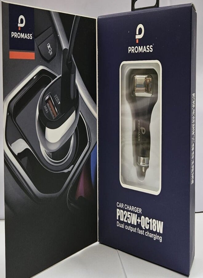 PROMASS Dual Output Fast Charger PD25W+QC18W Black Colour - Image 1