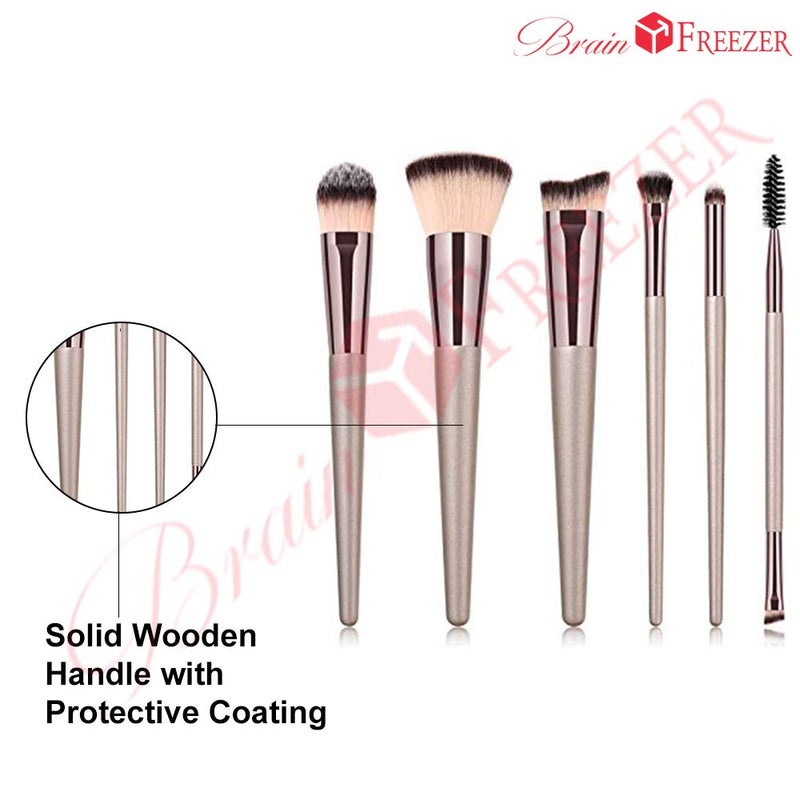 Brain Freezer فرشاة بودرة/حمرة الوجه من براين فريزر بشعر فارسي صناعي (ذهبي وردي، 6 قطع) - Image 1