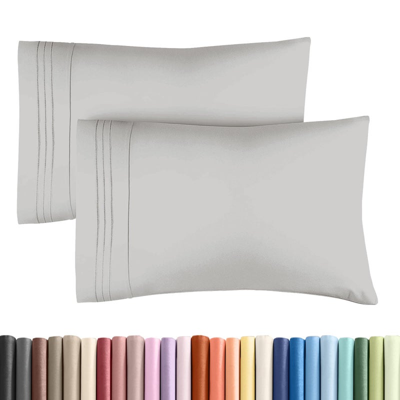 CGK Unlimited King Pillow Cases Set of 2  Ultra Soft Hotel Quality Pillowcase Covers  Comfy Cozy Bedding for Women Men Kids  Teens  Machine Washable Pillow Protectors  2 Pieces Set  King Size French Grey 