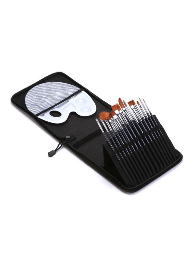 NIBEMINENT 16-Piece Brush And Colour Palette Set Black/White - Image 1